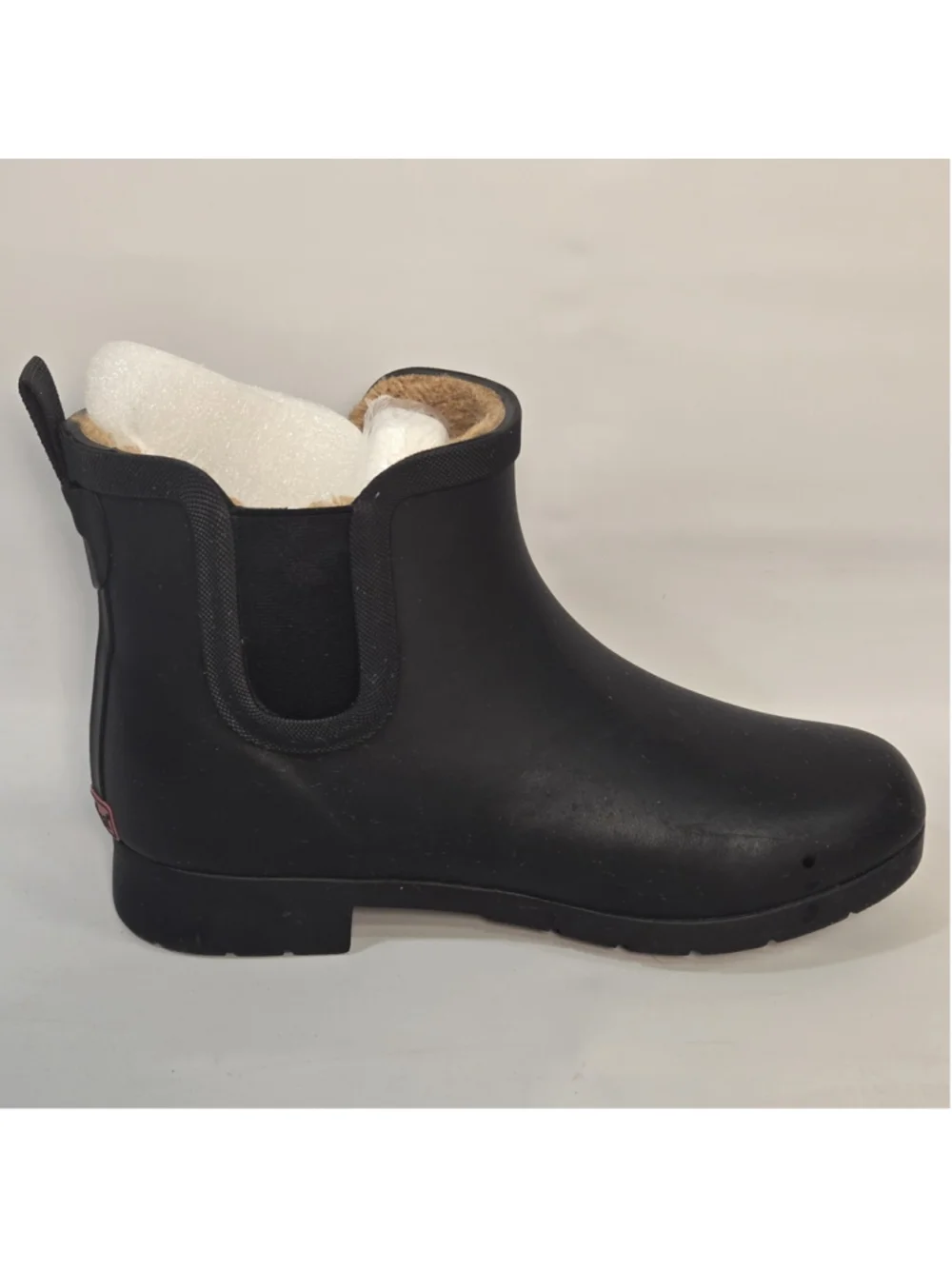 Chooka Delridge Chelsea Rain Boots Black Faux Fur Waterproof Womens 8 Rubber